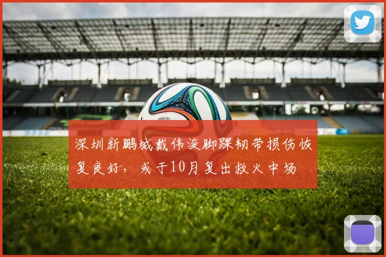 深圳新鹏城戴伟浚脚踝韧带损伤恢复良好，或于10月复出救火中场